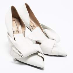 Pre Owned Nº21 White Leather Knot Pointed Toe Pumps Size 39