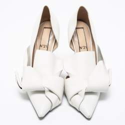 Pre Owned Nº21 White Leather Knot Pointed Toe Pumps Size 39