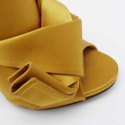 Pre Owned N°21 Yellow Satin Ronny Pleated Slide Sandals Size 38