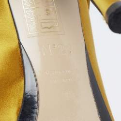 Pre Owned N°21 Yellow Satin Ronny Pleated Slide Sandals Size 38