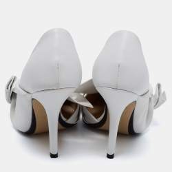 Pre Owned N°21 White Leather Tundra Knotted Pointed-Toe D'orsay Pumps Size 36