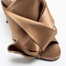 Pre Owned N°21 Light Brown Satin Raso Knot Mules Size 38.5