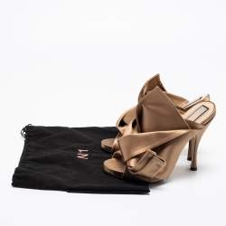Pre Owned N°21 Light Brown Satin Raso Knot Mules Size 38.5