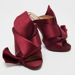 Pre Owned N°21 Burgundy Satin Ronny Pleated Mules Sandals Size 39
