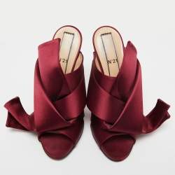 Pre Owned N°21 Burgundy Satin Ronny Pleated Mules Sandals Size 39
