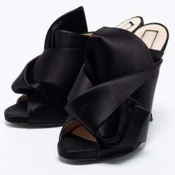 Nº21 Black Satin Raso Knot Mules Size 39