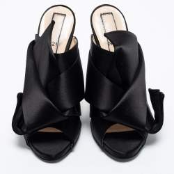 Nº21 Black Satin Raso Knot Mules Size 39