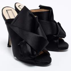 Nº21 Black Satin Raso Knot Mules Size 39