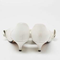 Nº21 White Leather Knot Pointed Toe Kitten Pumps Size 38.5 