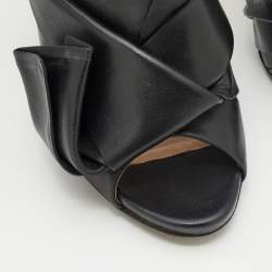 N°21 Black Leather Ronny Pleated Open Toe Mules Size 39