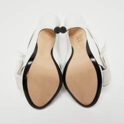 Pre Owned Nº21  White Leather Raso Knot Mules Size 37