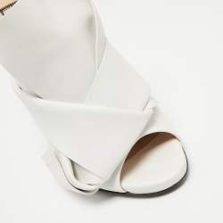 Pre Owned Nº21  White Leather Raso Knot Mules Size 37