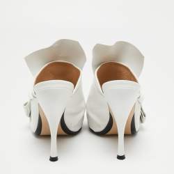 Pre Owned Nº21  White Leather Raso Knot Mules Size 37