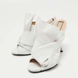 Pre Owned Nº21  White Leather Raso Knot Mules Size 37