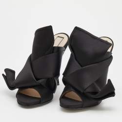 Pre Owned N°21 Black Satin Ronny Pleated Open Toe Mules Size 39