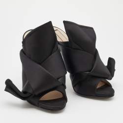 Pre Owned N°21 Black Satin Ronny Pleated Open Toe Mules Size 39