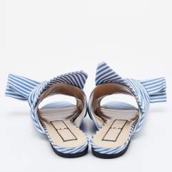 Nº21 Blue/White Satin Knot Flat Mules Size 37