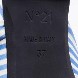 Nº21 Blue/White Satin Knot Flat Mules Size 37