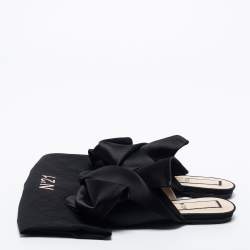 Pre Owned Nº21 Black Satin Knot Flat Mules Size 35