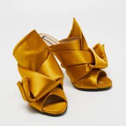 N21 Yellow Satin Ronny Mule Slides Size 41