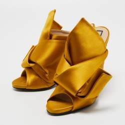 N21 Yellow Satin Ronny Mule Slides Size 41