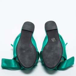 Pre Owned N°21 Green Satin Knot Flat Mules Size 39