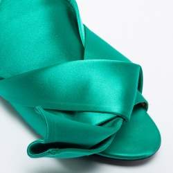 Pre Owned N°21 Green Satin Knot Flat Mules Size 39