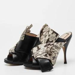 N21 Black/White Python Embossed and Leather Mule Sandals Size 37.5