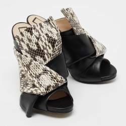 N21 Black/White Python Embossed and Leather Mule Sandals Size 37.5