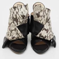 N21 Black/White Python Embossed and Leather Mule Sandals Size 37.5