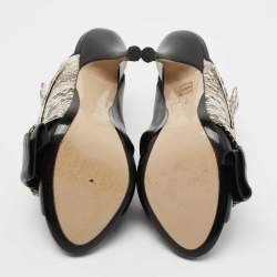 N21 Black/White Python Embossed and Leather Mule Sandals Size 37.5