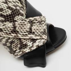 N21 Black/White Python Embossed and Leather Mule Sandals Size 37.5