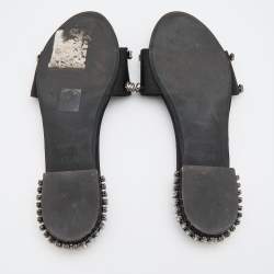 Nº21 Black Satin Crystal Embellished Flat Slides Size 38