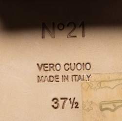 Pre Owned N21 Black Leather Crystal Embellished Loafers Size 37.5