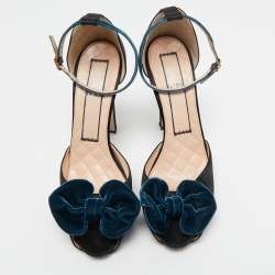 N21 Black Satin Bow Peep Toe Ankle Strap Sandals Size 41