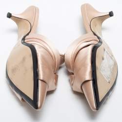 Nº21 Cream Satin Knotted Slide Mules Size 38