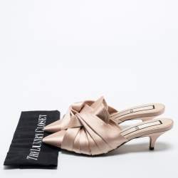 Nº21 Cream Satin Knotted Slide Mules Size 38