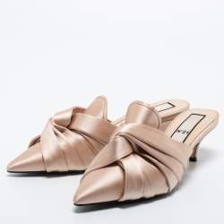 Nº21 Cream Satin Knotted Slide Mules Size 38