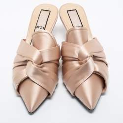 Nº21 Cream Satin Knotted Slide Mules Size 38