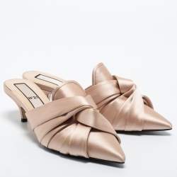 Nº21 Cream Satin Knotted Slide Mules Size 38