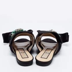 N21 Black Satin Embellished Raso Knot Flat Slides Size 37