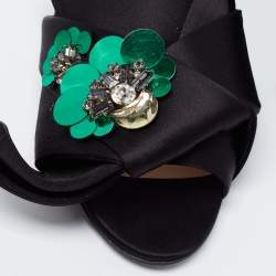 N21 Black Satin Embellished Raso Knot Flat Slides Size 37