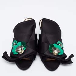 N21 Black Satin Embellished Raso Knot Flat Slides Size 37