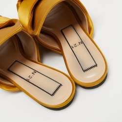 Nº21 Yellow Satin Raso Knot Peep Toe Flat Slide Mules Size 37