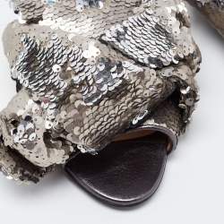 N21 Silver Sequins Knotted Flat Slides Size 37