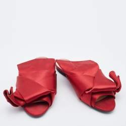 N21 Red Satin Raso Knot Flat Slides Size 37