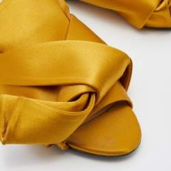 N°21 Mustard Yellow Satin Knot Flat Mules Size 36.5