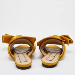 N°21 Mustard Yellow Satin Knot Flat Mules Size 36.5