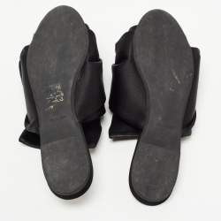 Nº21 Black Knotted Satin Crystal Embellished Flat Slides Size 39