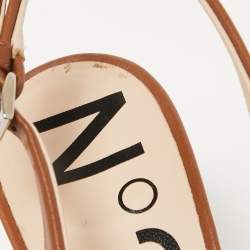 N21 Brown Leather Slingback Pointed Toe Pumps Size 37